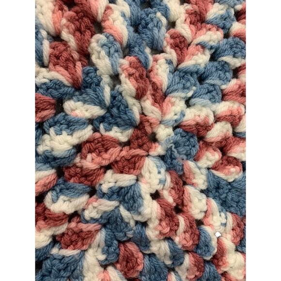 Vintage Crochet Square Blanket Afghan Throw 42" x 44" Mauve Blue - Picture 7 of 7